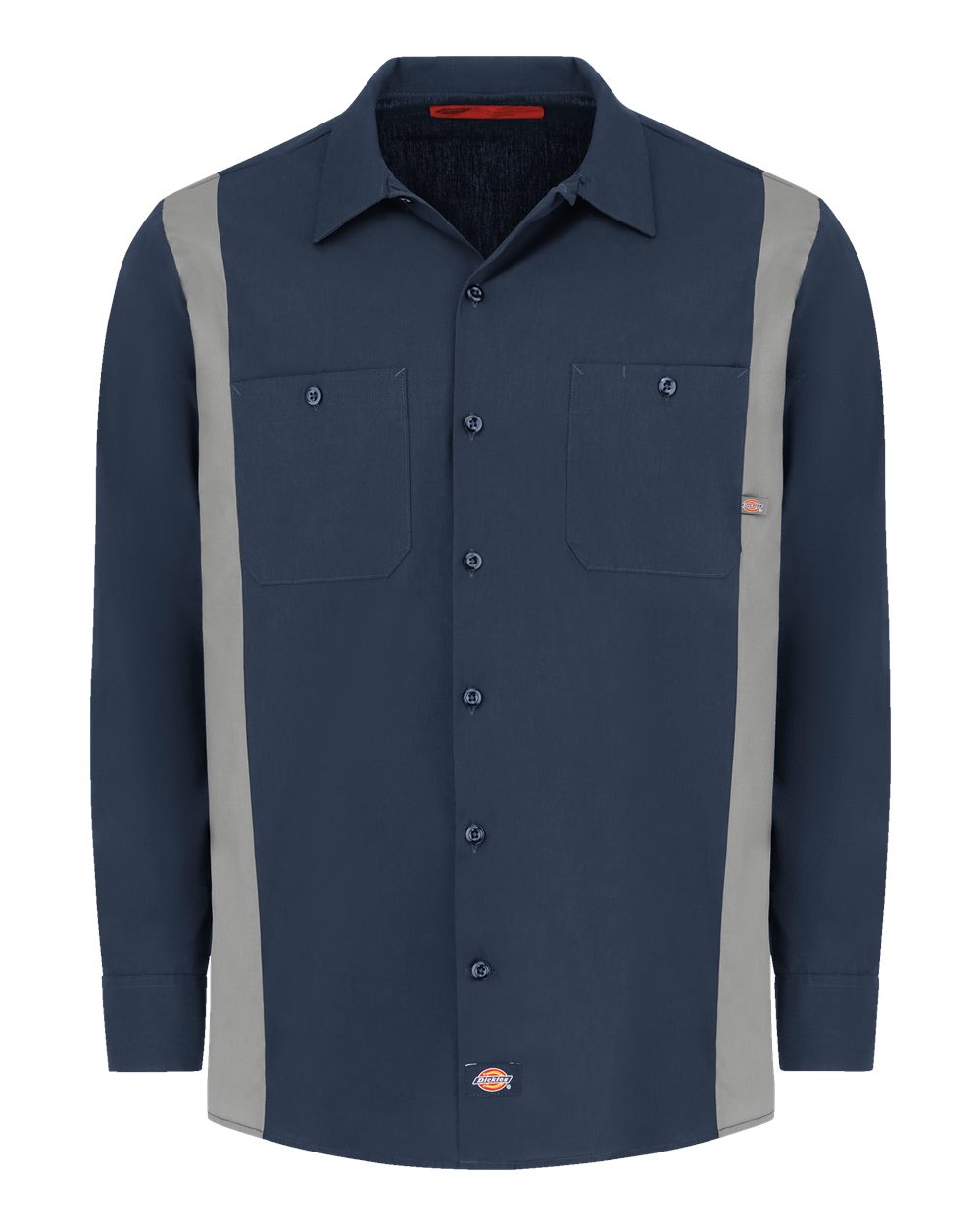 Front View of Dark Navy/ Smoke Industrial Colorblocked Long Sleeve Shirt - Tall Sizes - 5524T