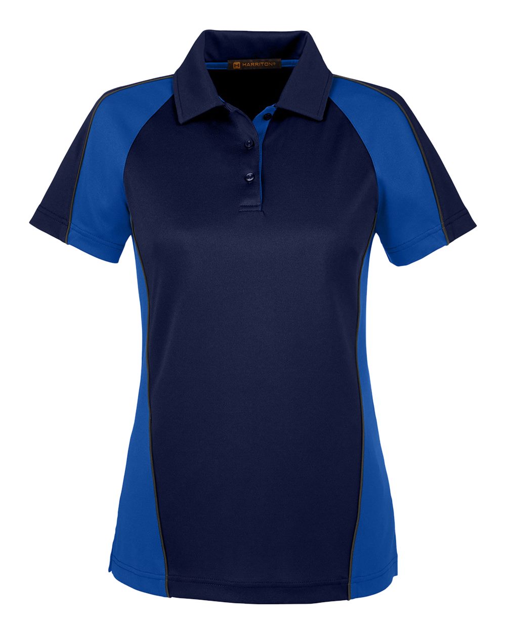 Front View of Dark Navy/ True Royal/ Dark Charcoal Women's Advantage Snag Protection Plus IL Colorblock Polo - M385W