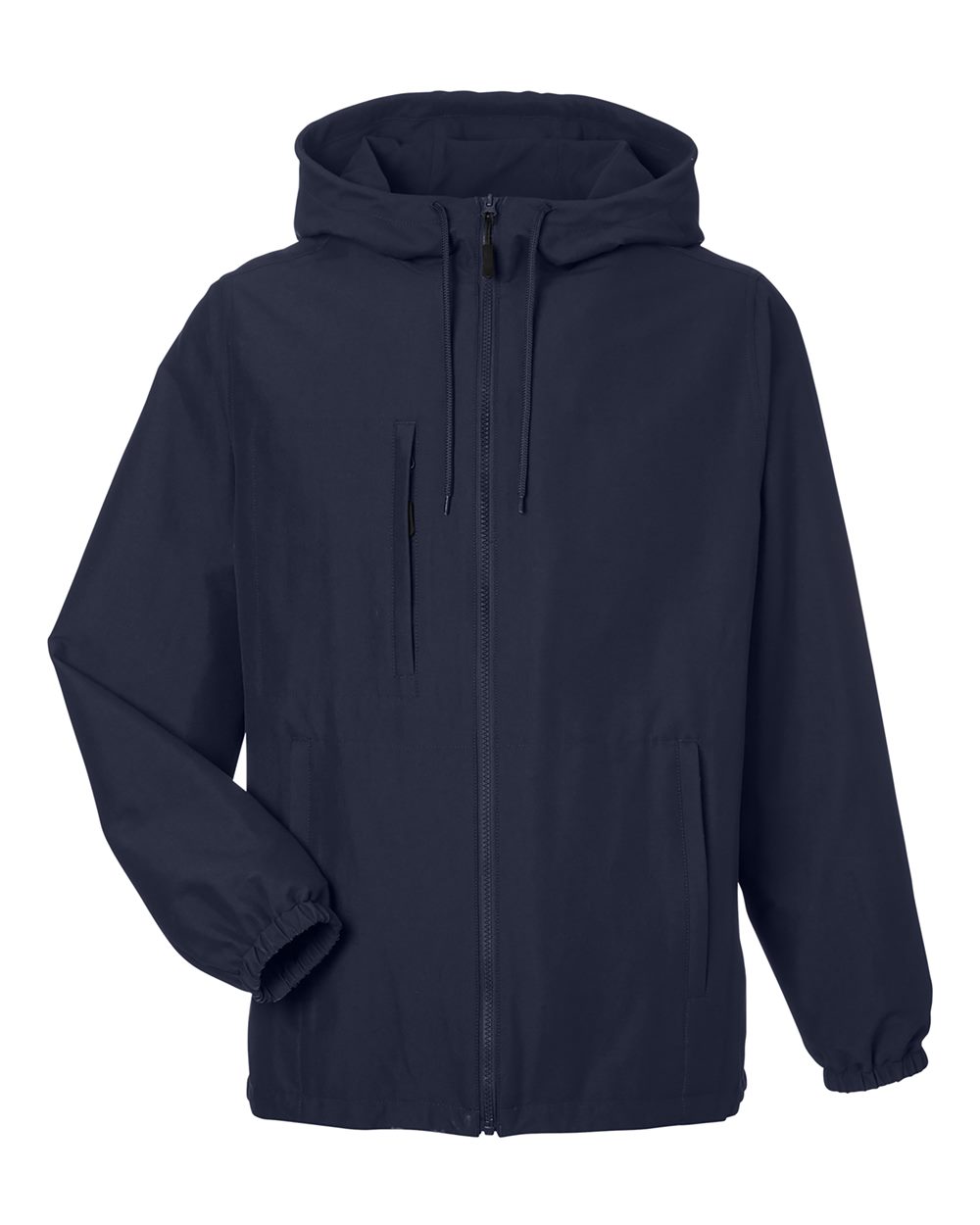 Front View of Dark Navy Unisex Flex Twill Hooded Jacket - M73