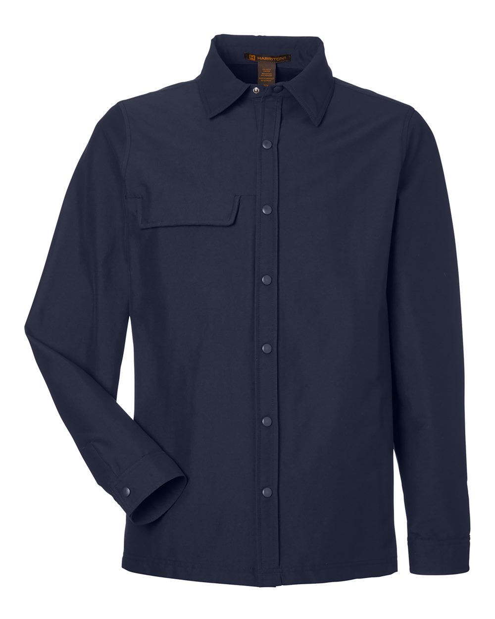 Front View of Dark Navy Unisex Flex Twill Overshirt - M72