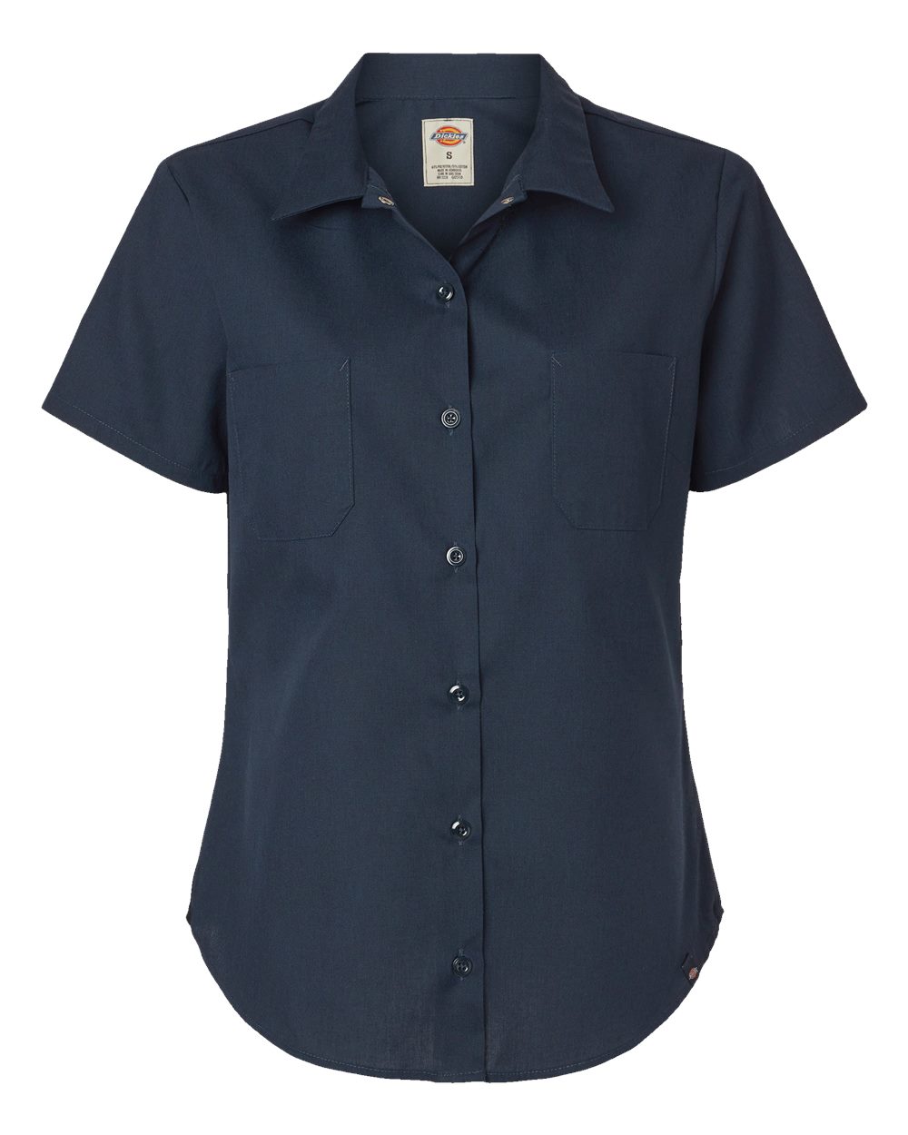 Front View of Dark Navy Women's Industrial Short Sleeve Work Shirt - 5350