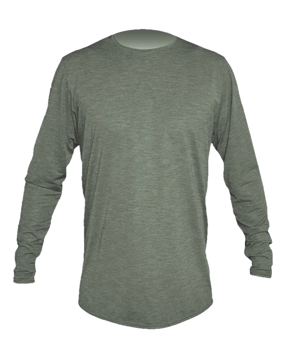 Front View of Dark Olive Heathered Low Pro Tech Long Sleeve T-Shirt - MVLPRL8