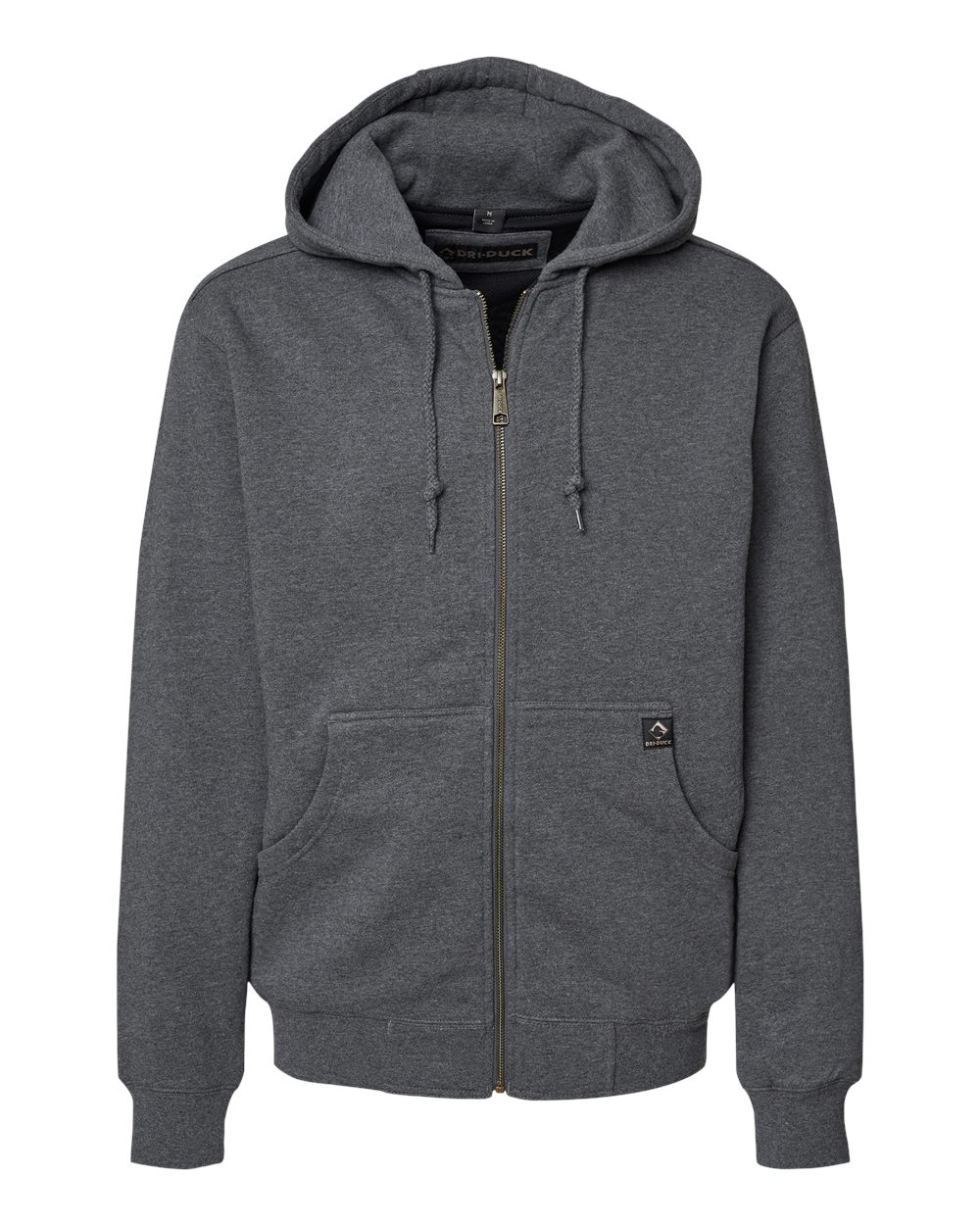 Front View of Dark Oxford Crossfire Heavyweight Power Fleece Hooded Jacket with Thermal Lining - 7033