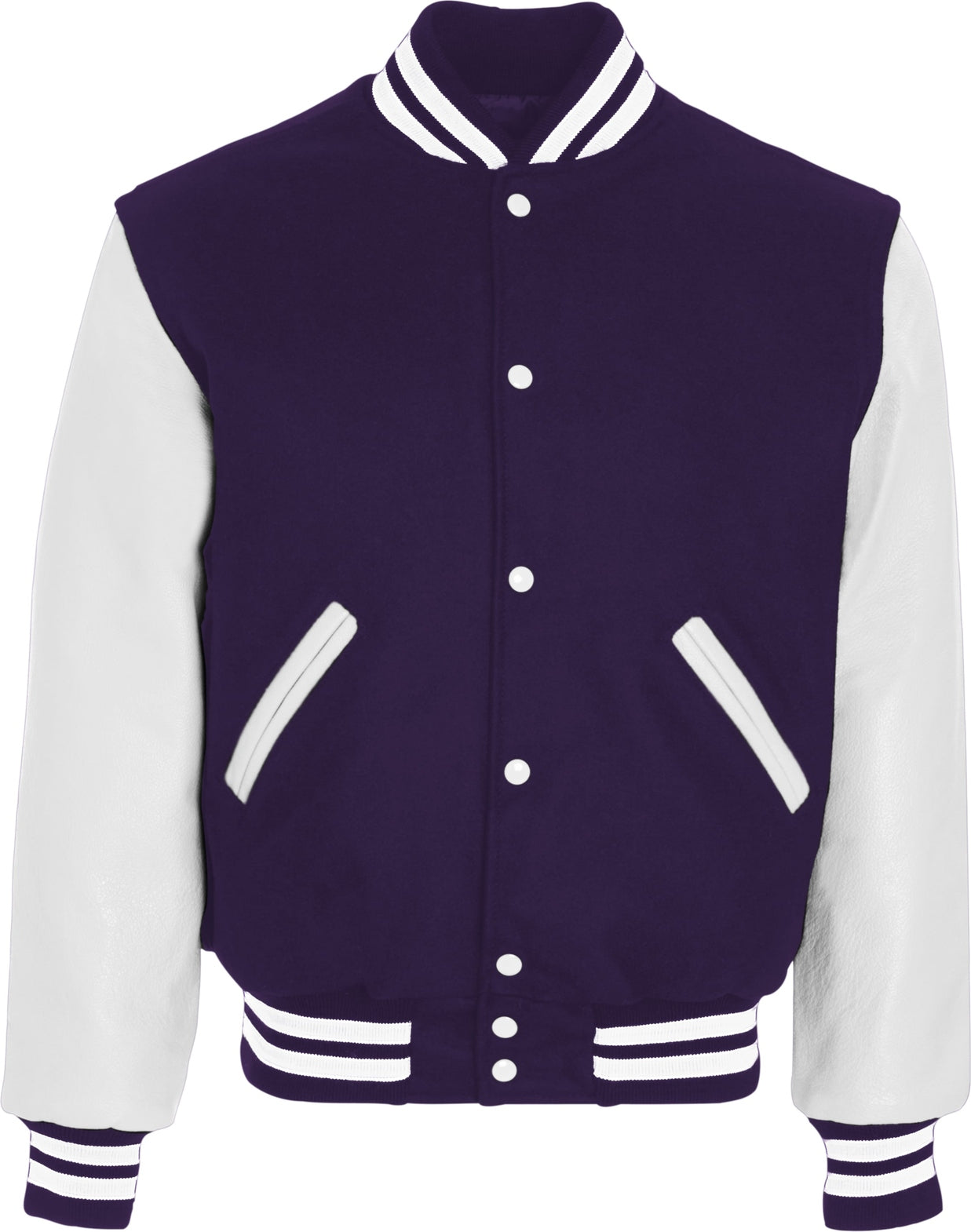 DARK PURPLE/WHITE VARSITY WOOL JACKET