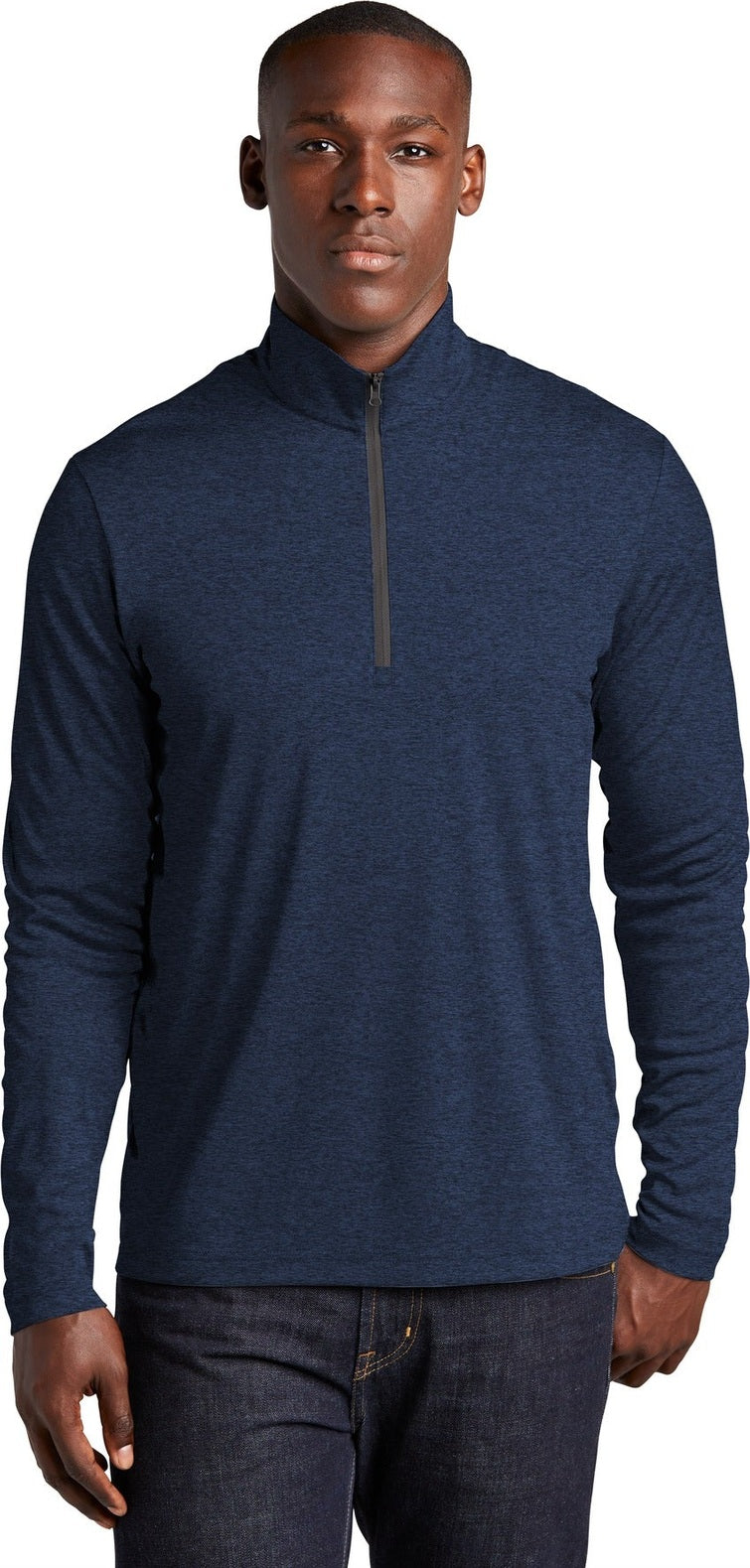 Front View of Dark Royal Hth Sport-Tek Endeavor 1/2-Zip Pullover. ST469
