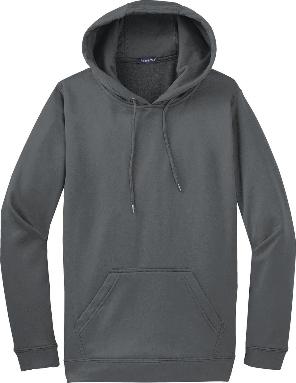 Front View of Dark Smoke Gry Sport-Tek Sport-Wick Fleece Hooded Pullover. F244