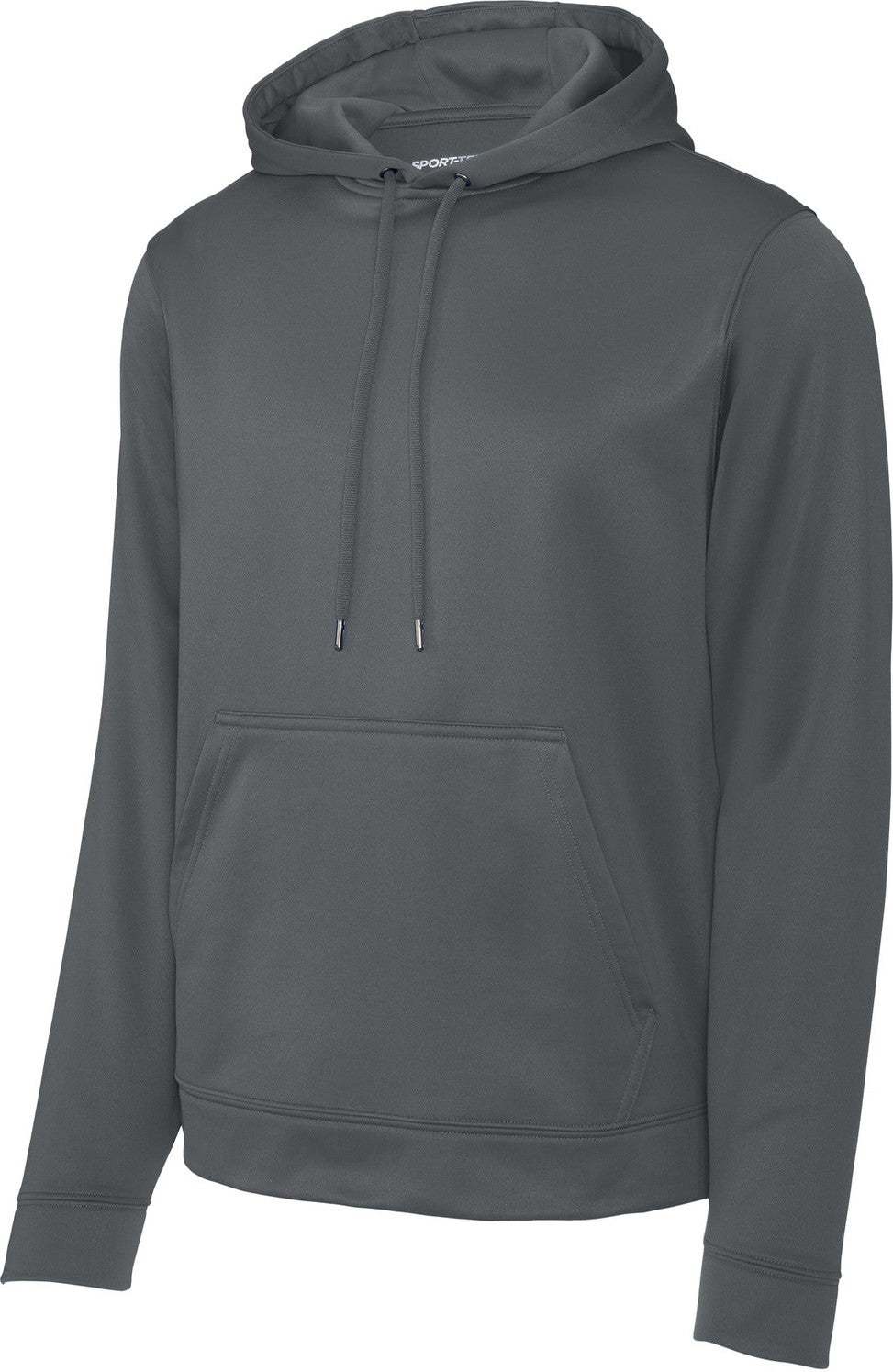 Front View of Dark Smoke Gry Sport-Tek Sport-Wick Fleece Hooded Pullover. F244
