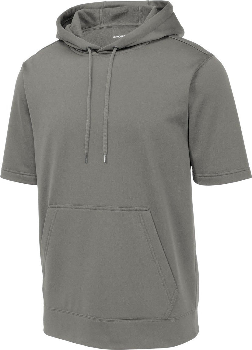 Front View of Dark Smoke Gry Sport-Tek Sport-Wick Fleece Short Sleeve Hooded Pullover. ST251