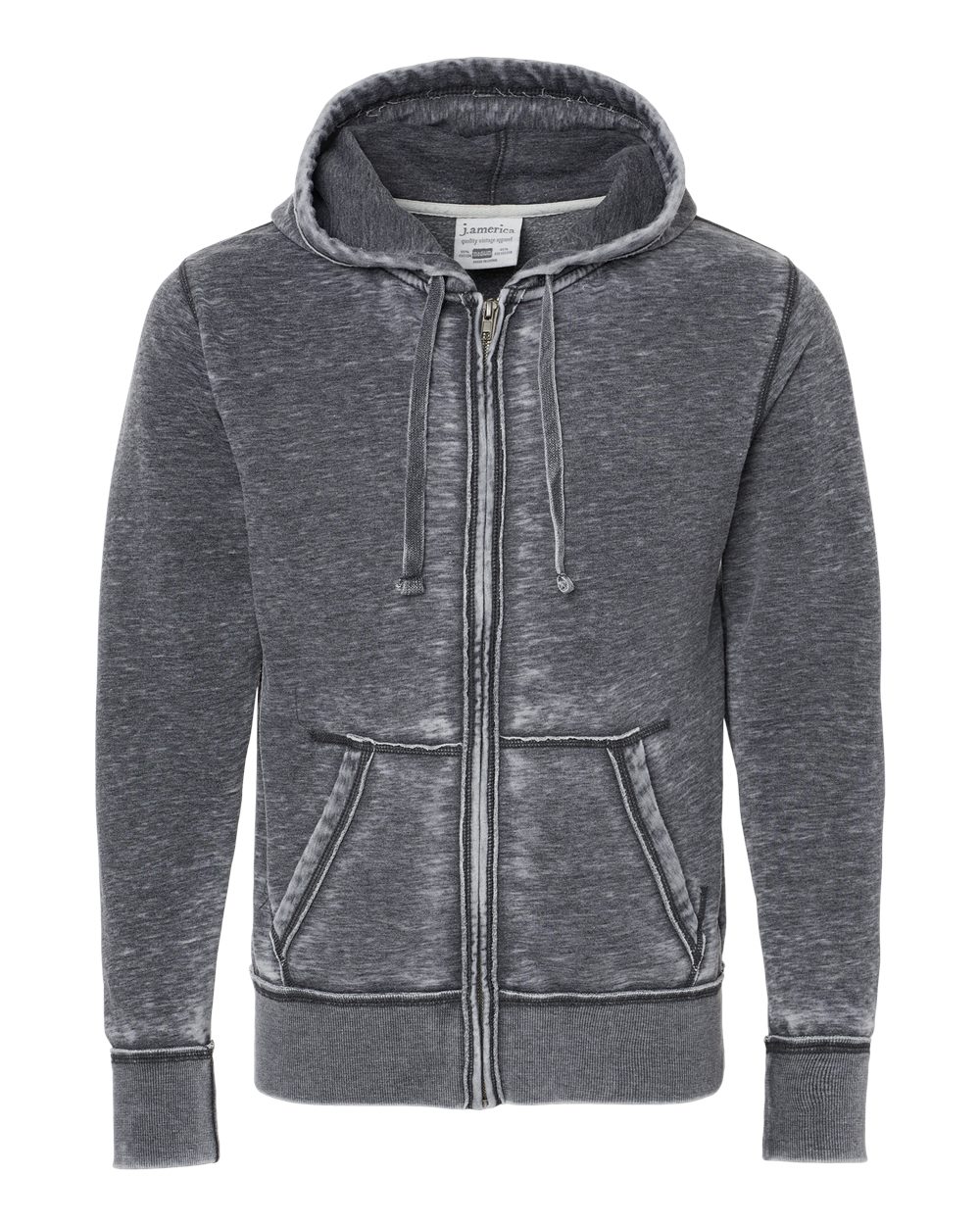 Front View of Dark Smoke Vintage Zen Fleece Full-Zip Hooded Sweatshirt - 8916