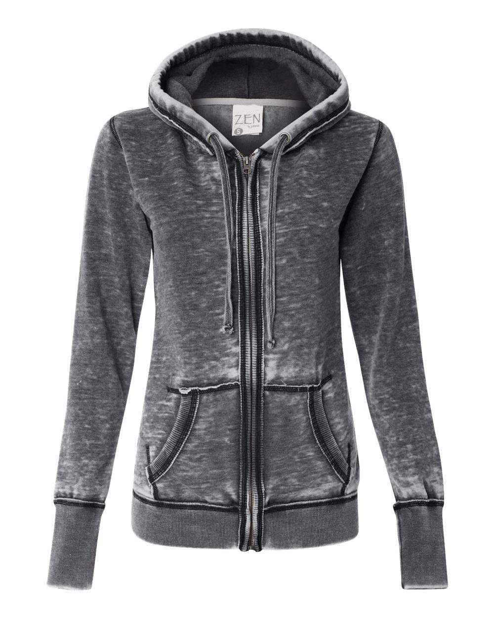 Front View of Dark Smoke Women's Zen Fleece Full-Zip Hooded Sweatshirt - 8913