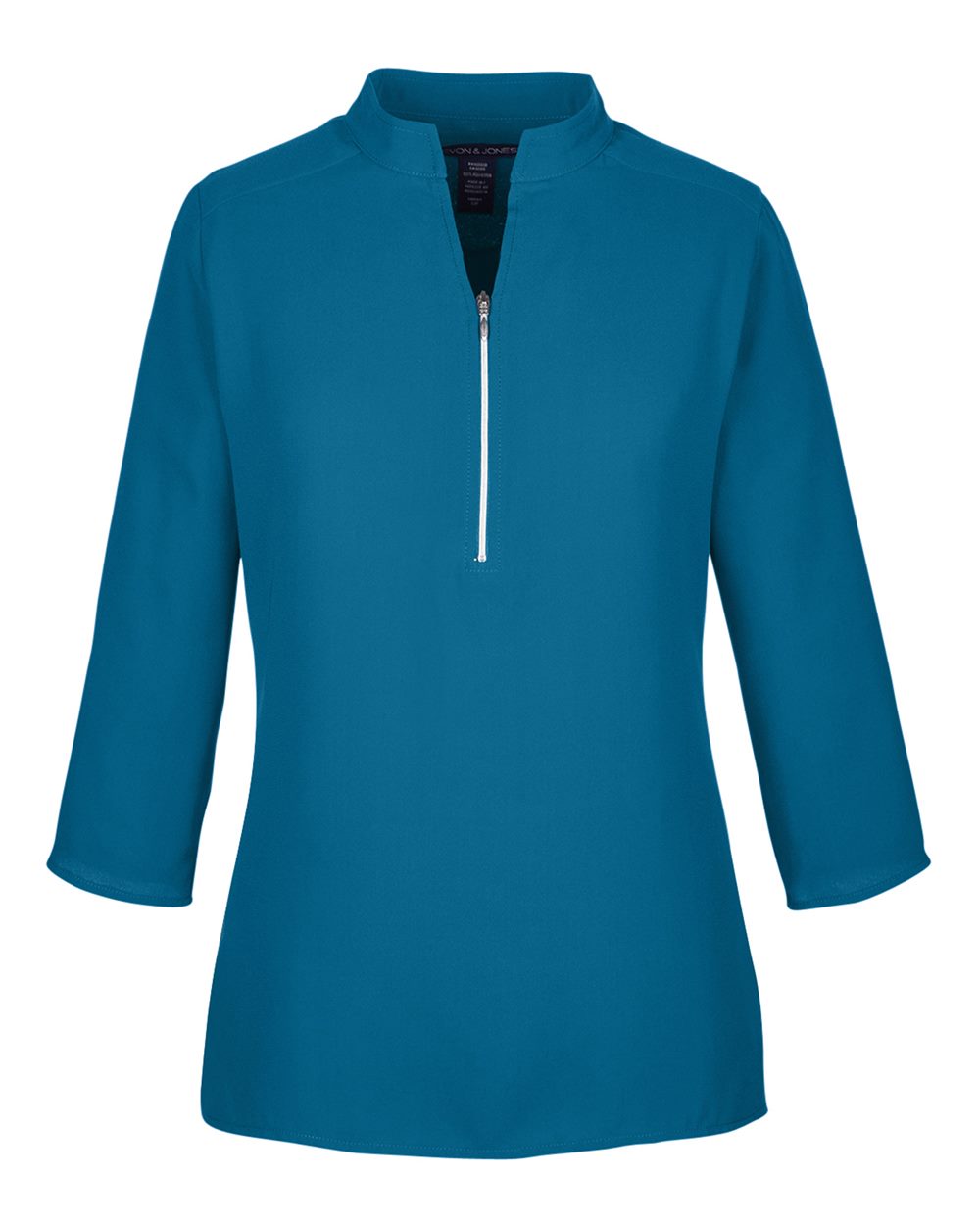 Front View of Dark Teal Women's Perfect Fit™  Three-Quarter Sleeve Crepe Tunic - DP611W