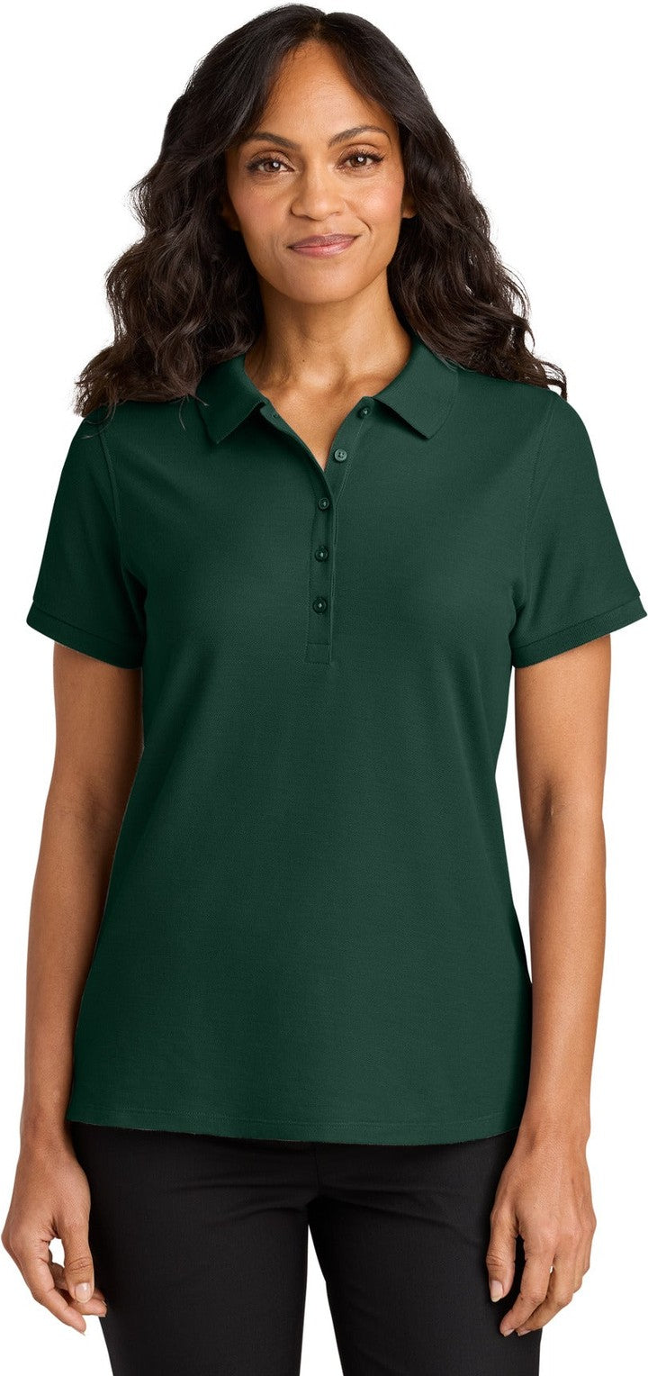 Front View of DarkGreen Port Authority Women's Wearever Signature Pique Polo LK200