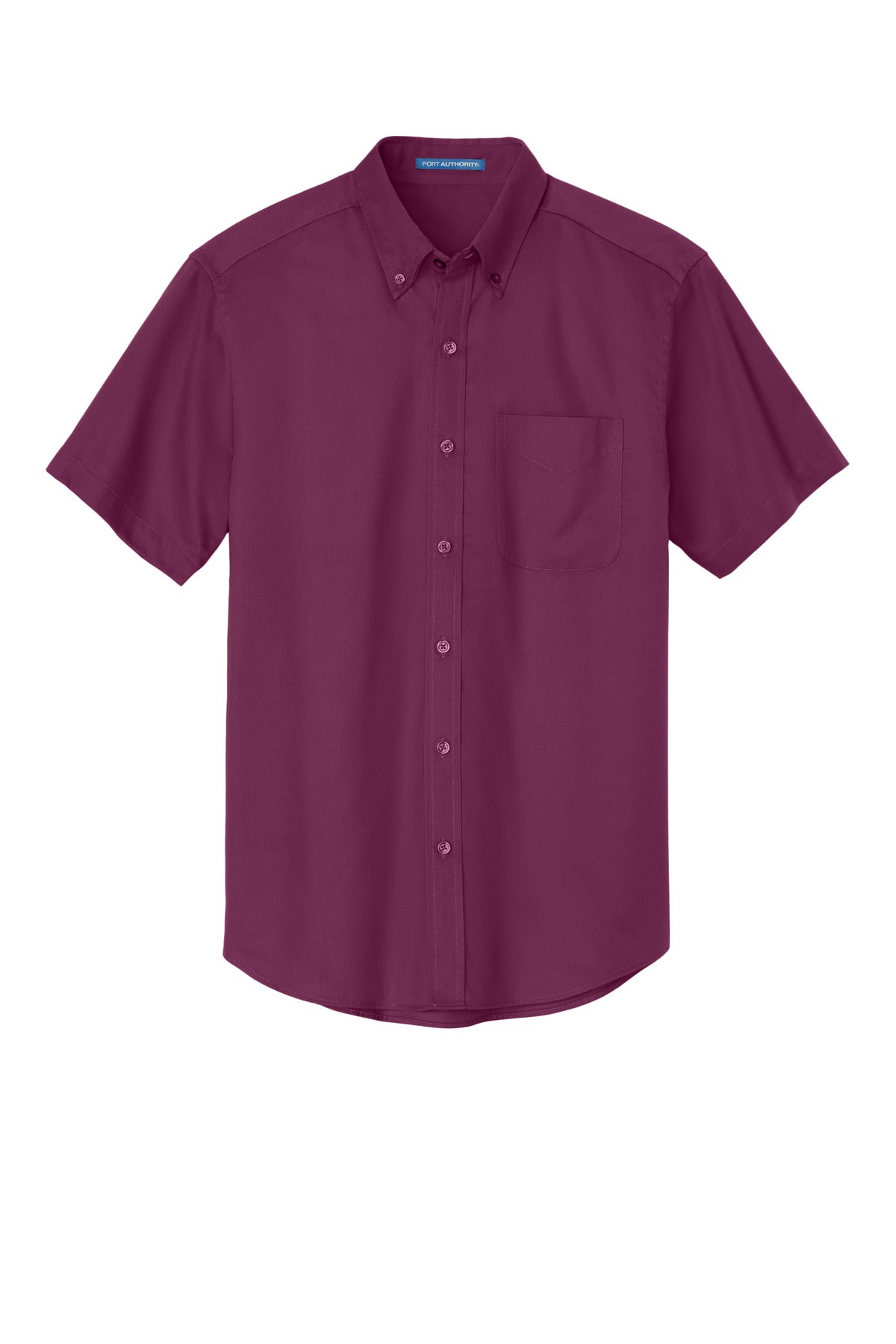 Front View of Deep Berry Port Authority Short Sleeve Easy Care Shirt. S508