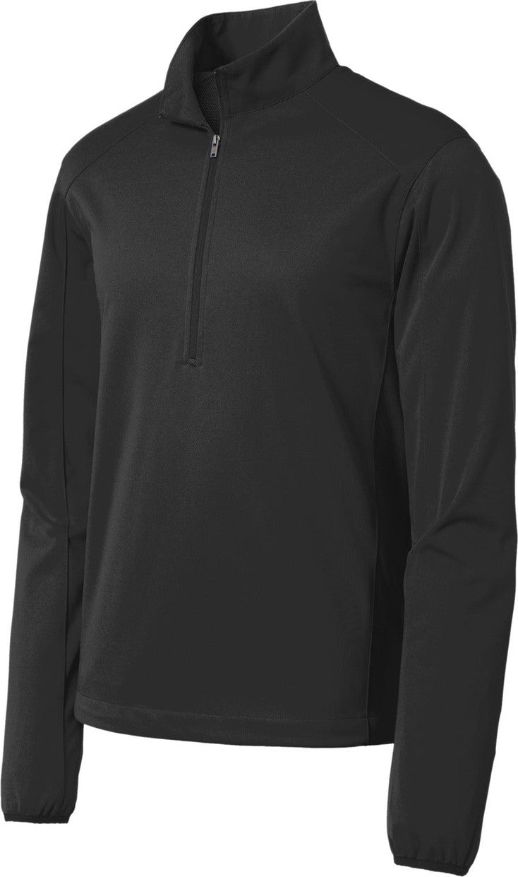 Front View of Deep Black Port Authority Active 1/2-Zip Soft Shell Jacket. J716