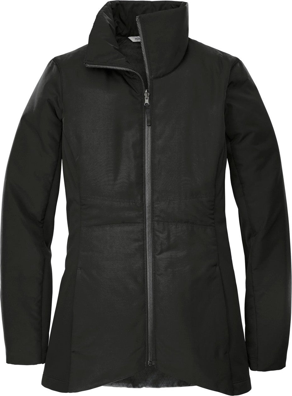 Front View of Deep Black Port Authority Women's Collective Insulated Jacket. L902