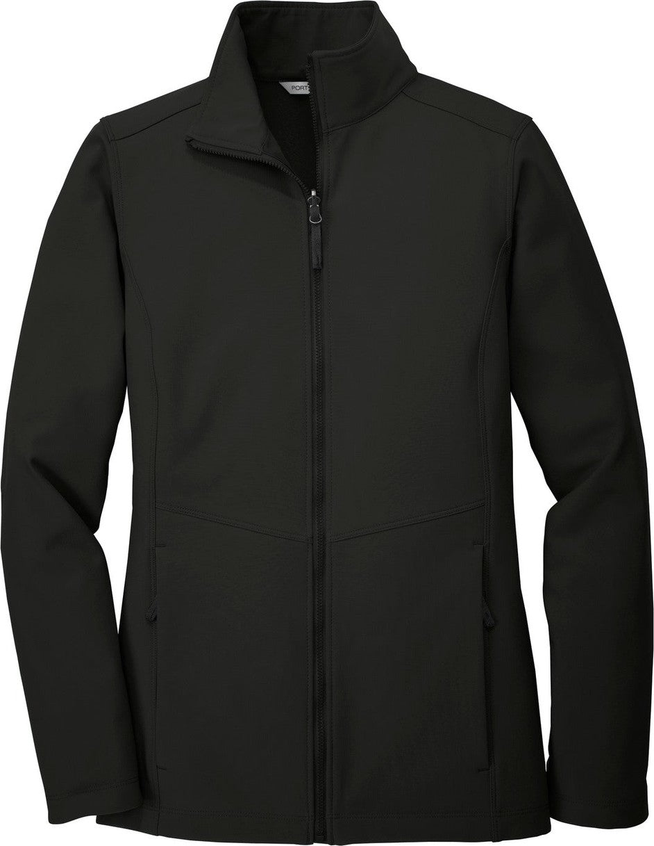 Front View of Deep Black Port Authority Women's Collective Soft Shell Jacket. L901