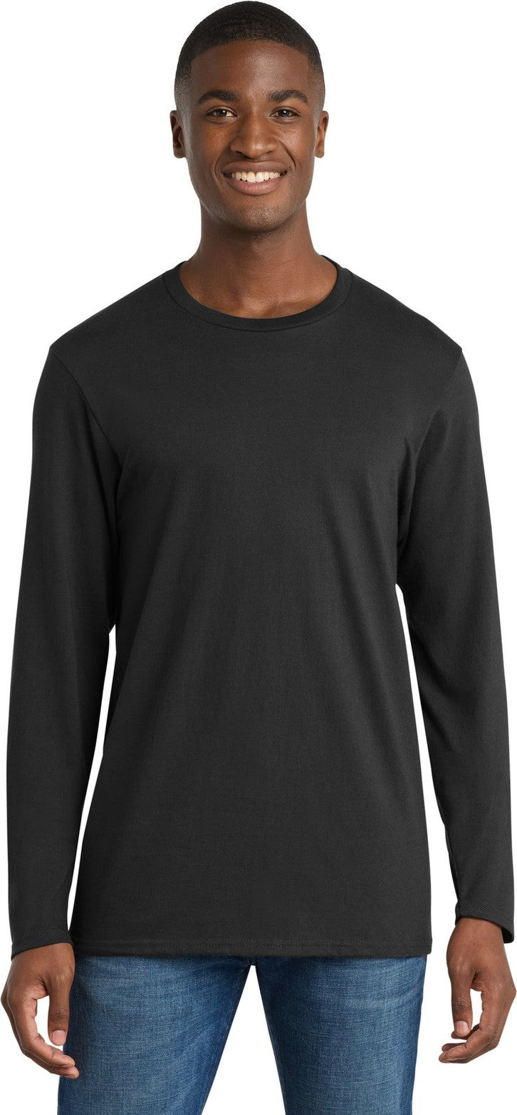 Front View of Deep Black Port & Co Long Sleeve Bouncer Tee PC600LS