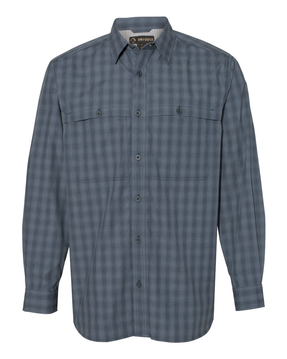 Front View of Deep Blue Paseo Plaid Shirt - 4465