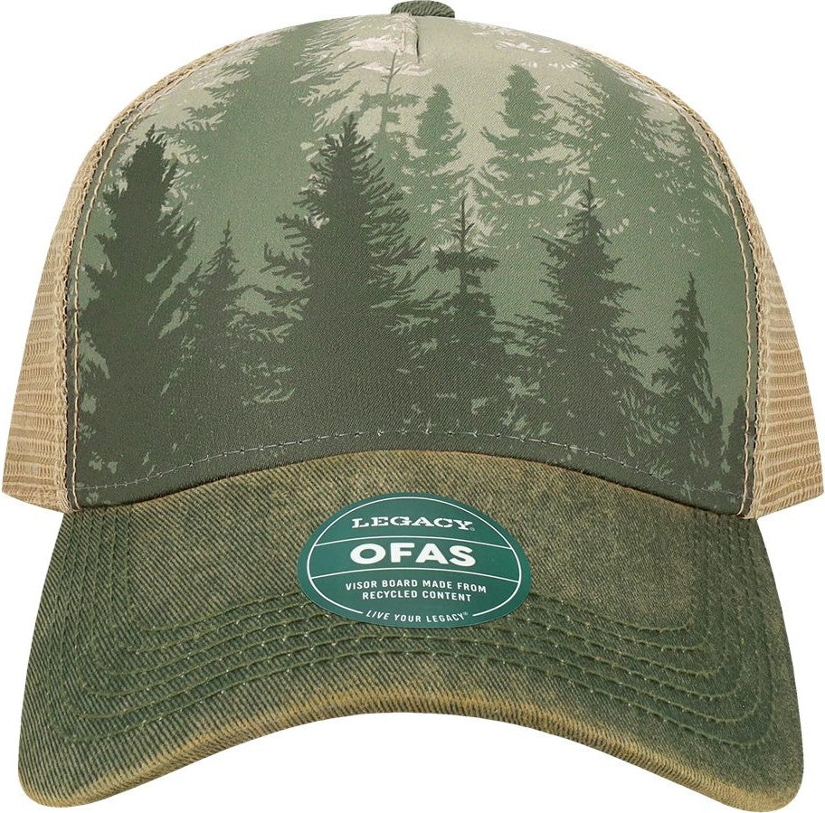 Front View of Deep Forest Old Favorite Five-Panel Trucker Cap - OFAFP