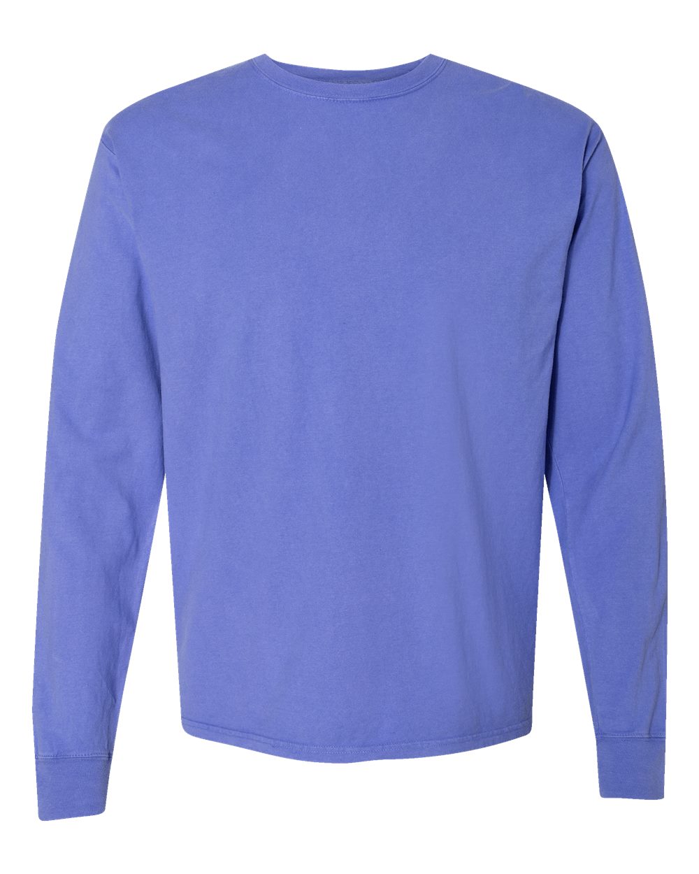 Front View of Deep Forte Blue Garment-Dyed Long Sleeve T-Shirt - GDH200