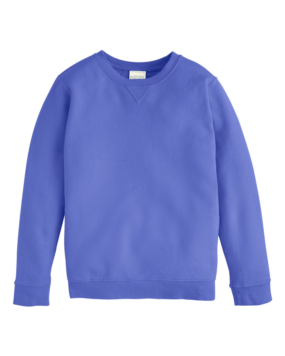Front View of Deep Forte Blue Garment-Dyed Youth Crewneck Sweatshirt - GDH475