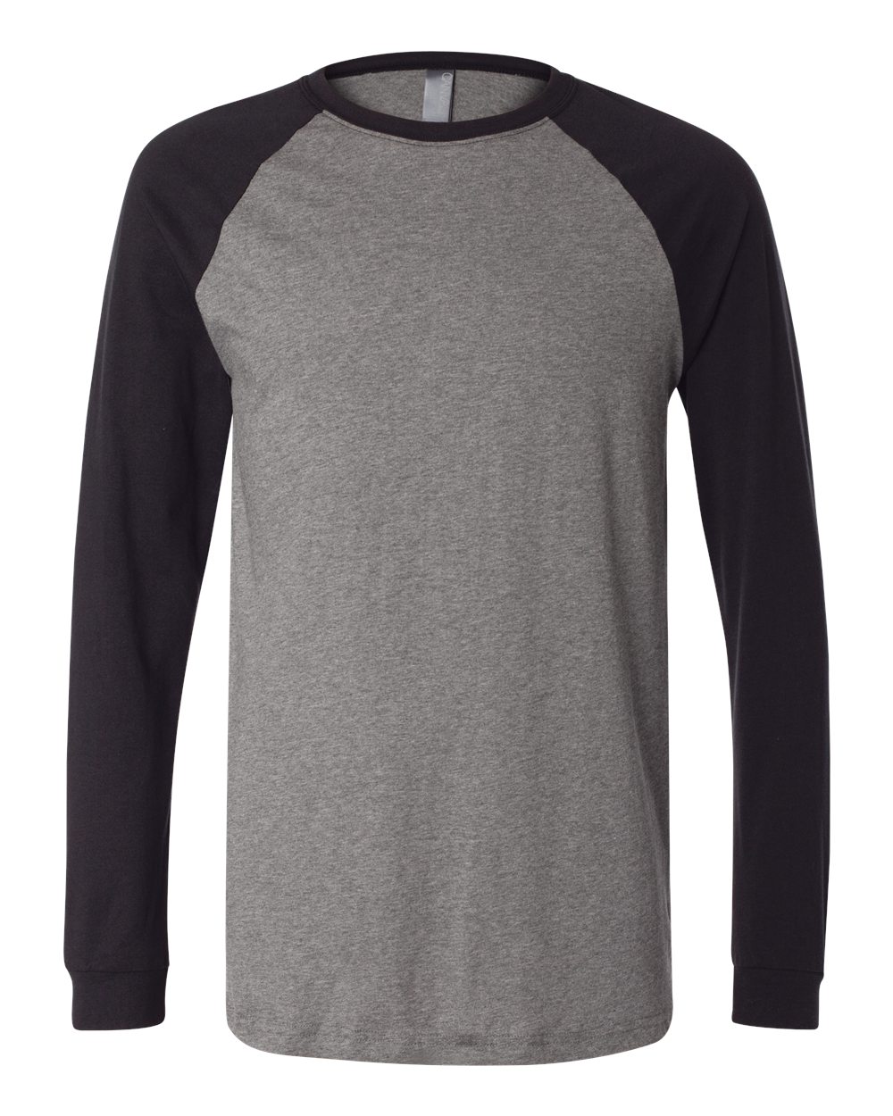 Deep Heather/ Black Long Sleeve Jersey Baseball Tee - 3000