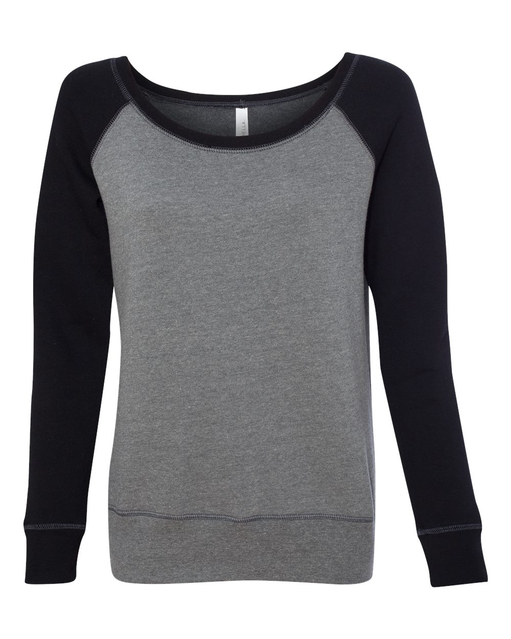 Deep Heather/ Black Women’s Sponge Fleece Wide Neck Sweatshirt - 7501