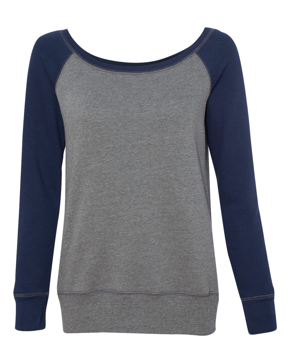 Deep Heather/ Navy Women’s Sponge Fleece Wide Neck Sweatshirt - 7501