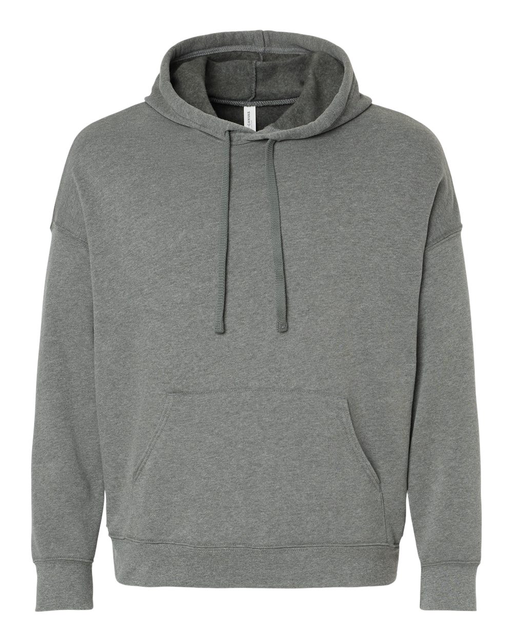 Front View of Deep Heather Sponge Fleece Drop Shoulder Hoodie - 3729