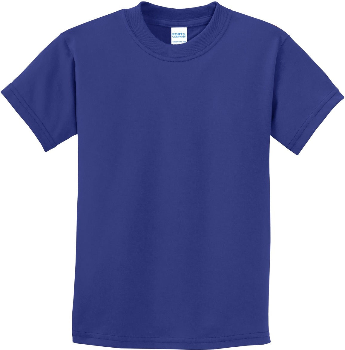 Front View of Deep Marine Port & Co Youth Essential Tee. PC61Y