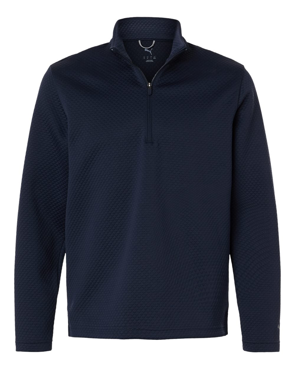 Front View of Deep Navy Men's Pebble Quarter-Zip Pullover - 638595 plain