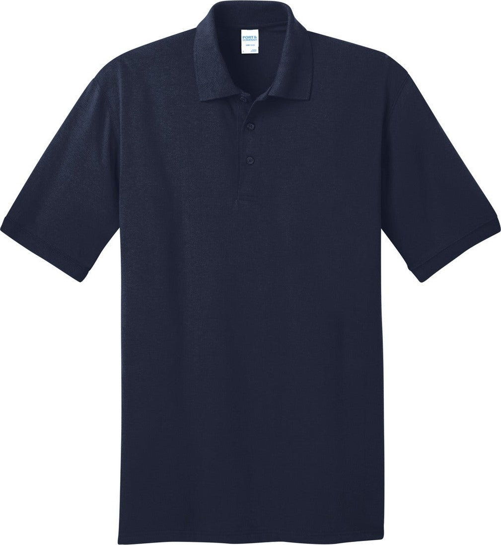 Front View of Deep Navy Port & Co Core Blend Jersey Knit Polo. KP55
