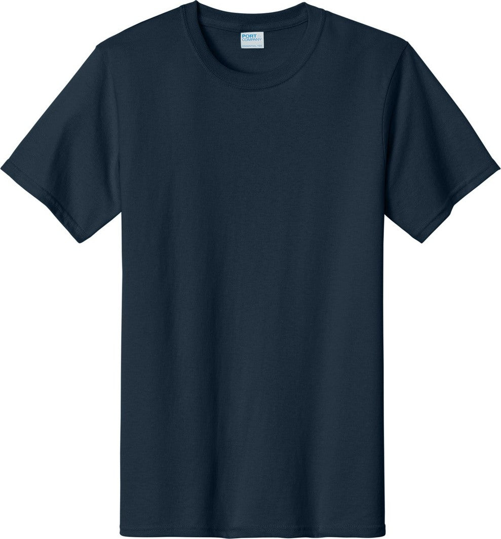 Front View of Deep Navy Port & Co Essential Tee. PC61