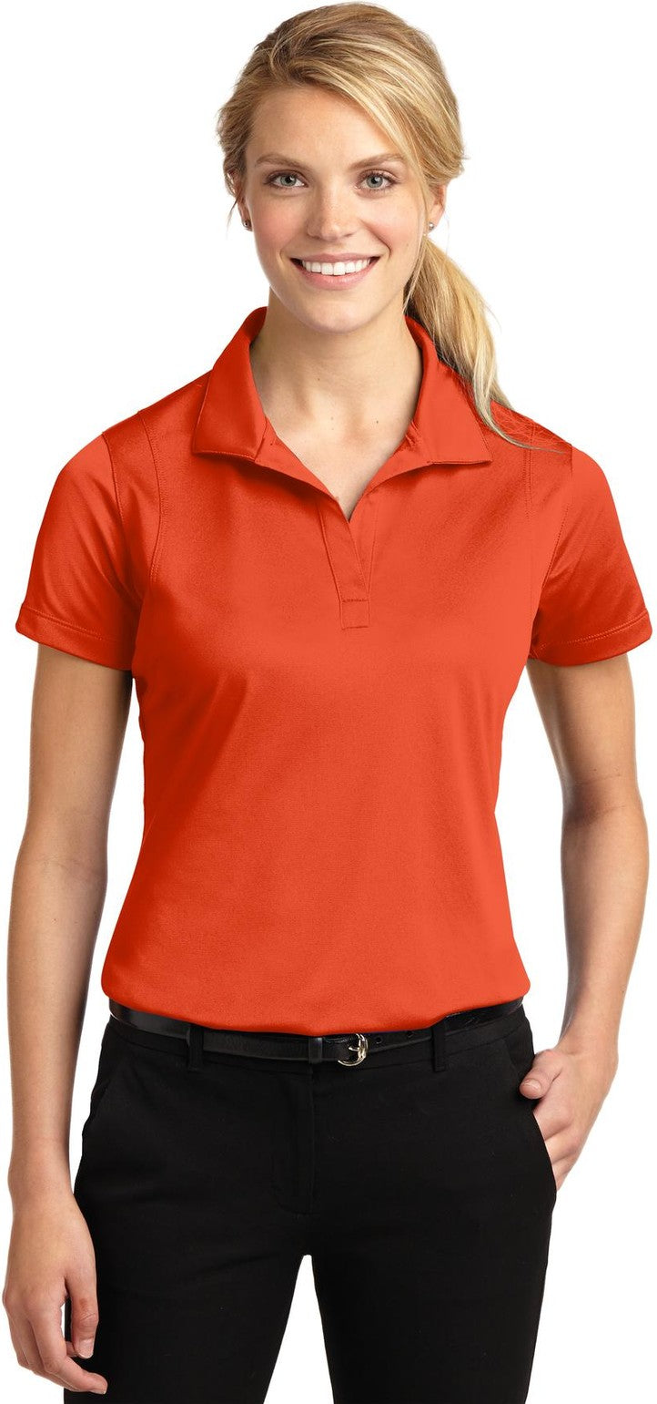 Front View of Deep Orange Sport-Tek Women's Micropique Sport-Wick Polo. LST650