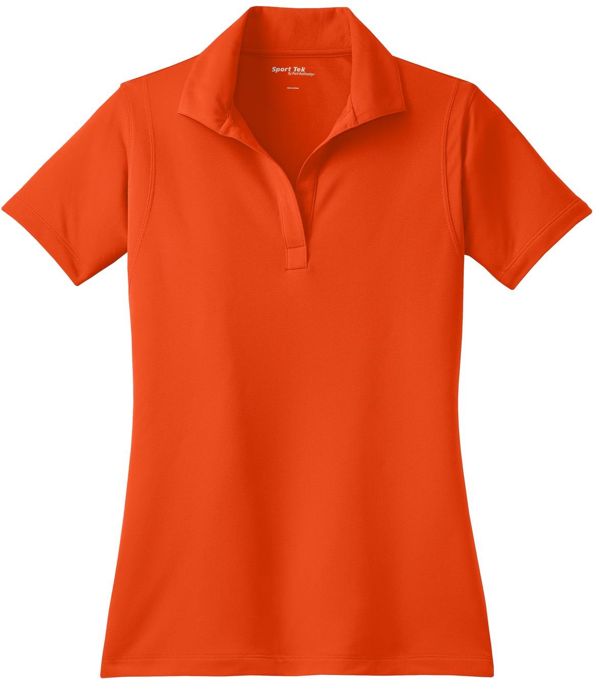 Front View of Deep Orange Sport-Tek Women's Micropique Sport-Wick Polo. LST650