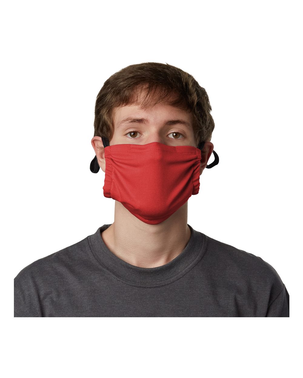 Front View of Deep Red 2-Ply Cotton Pocket Face Mask - MKPKCR