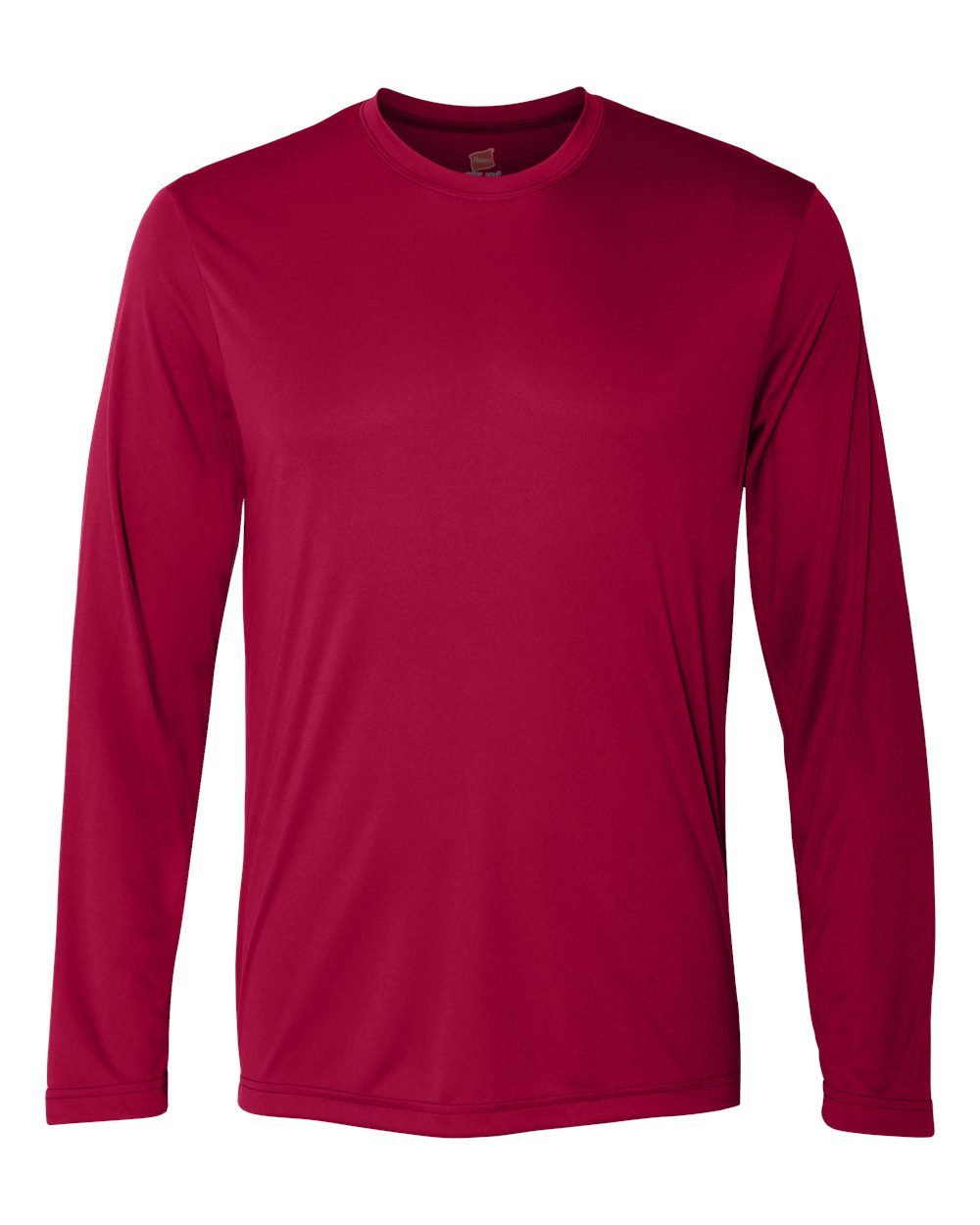 Front View of Deep Red Cool DRI® Long Sleeve Performance T-Shirt - 482L
