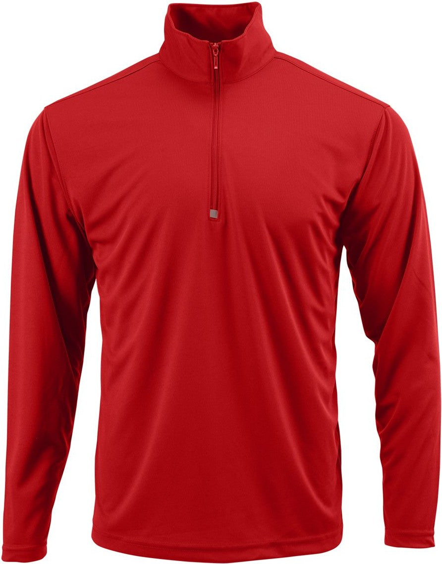 Front View of Deep Red Malibu Performance Quarter-Zip Pullover - 350
