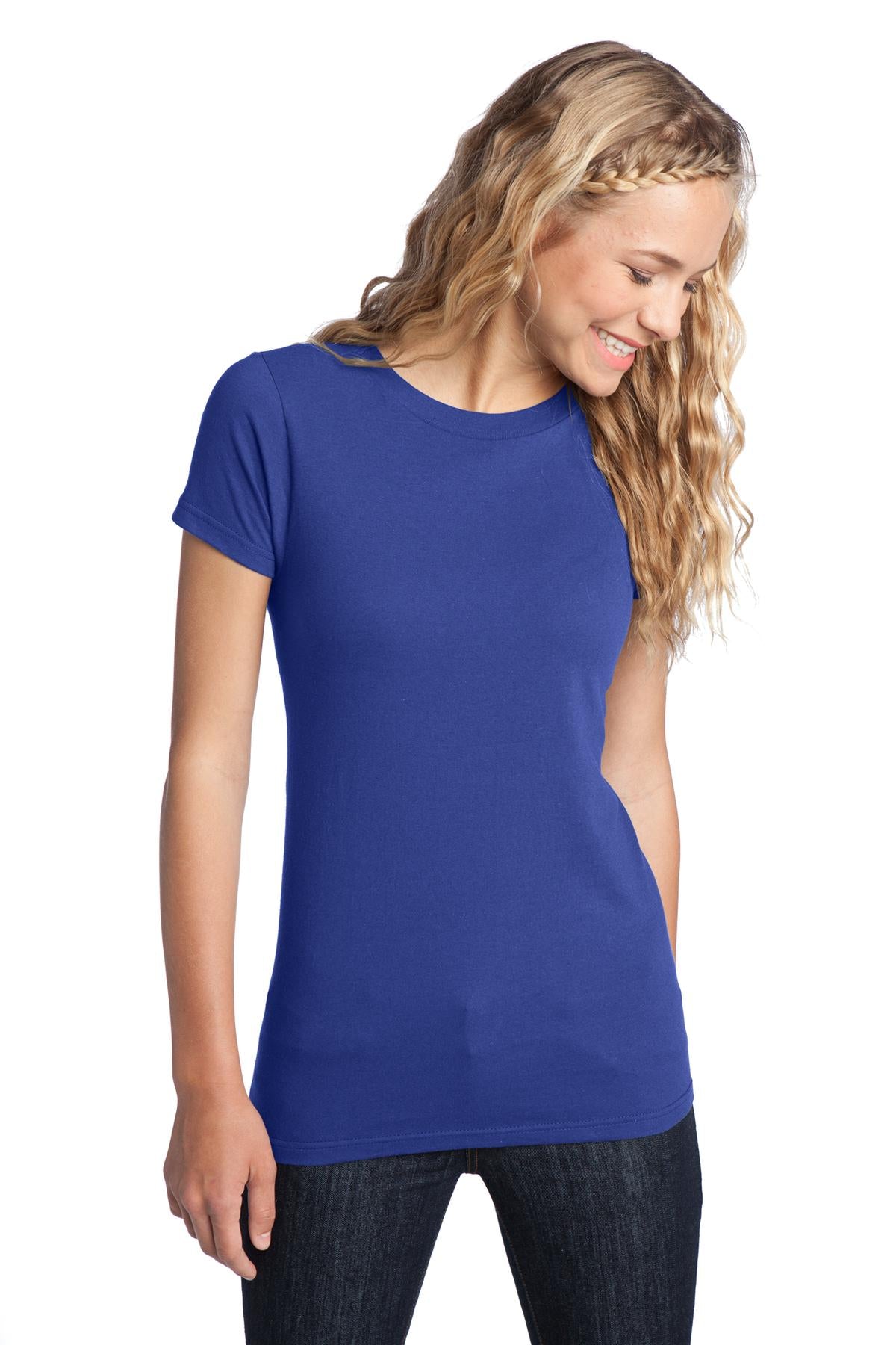 Front View of Deep Royal District Women's Fitted The Concert Tee DT5001