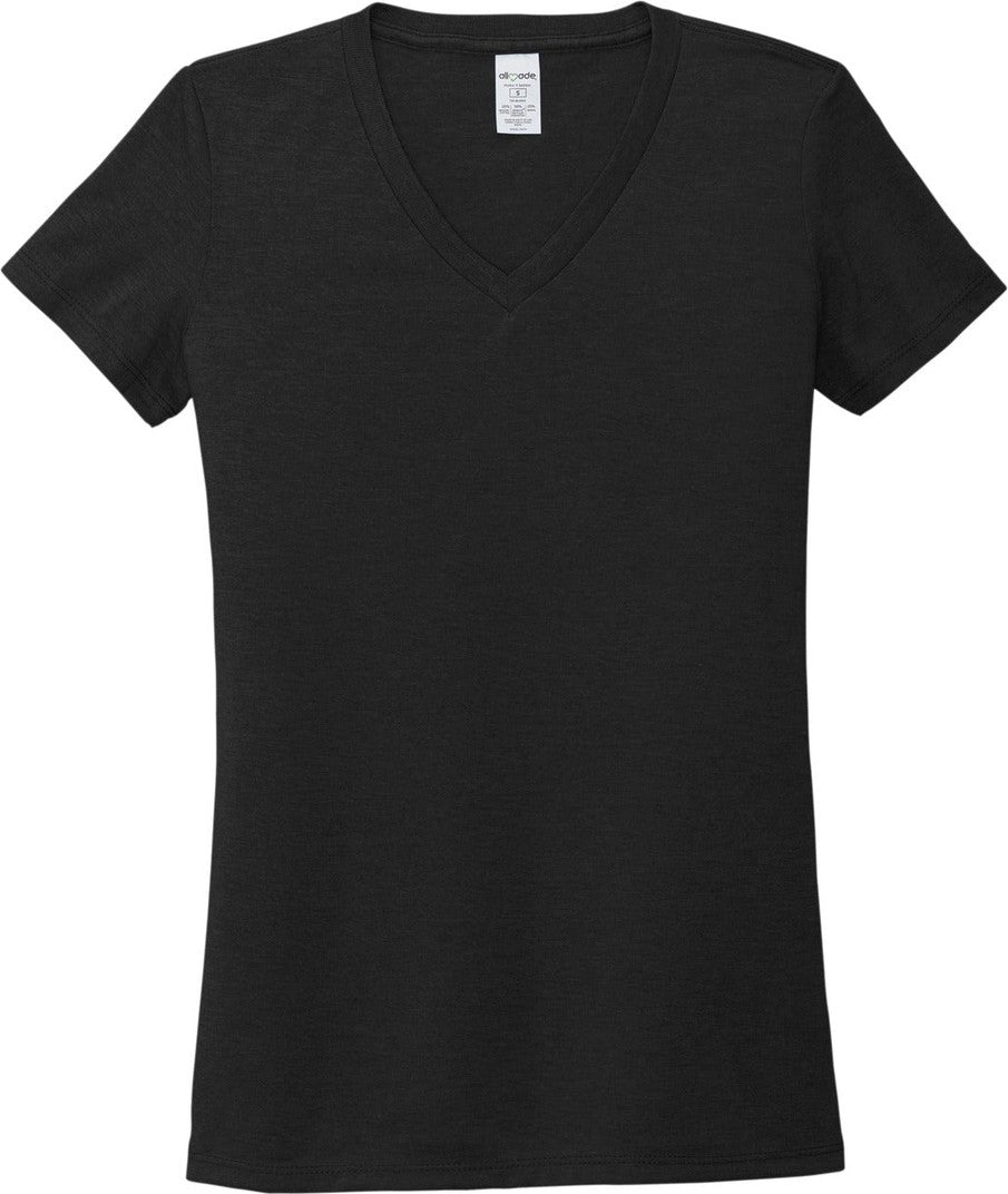 Front View of DeepBlack Allmade Women's Tri-Blend V-Neck Tee AL2018