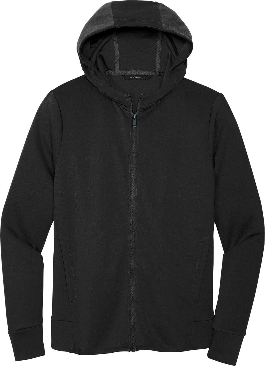 Front View of DeepBlack Mercer+Mettle Double-Knit Full-Zip Hoodie MM3002