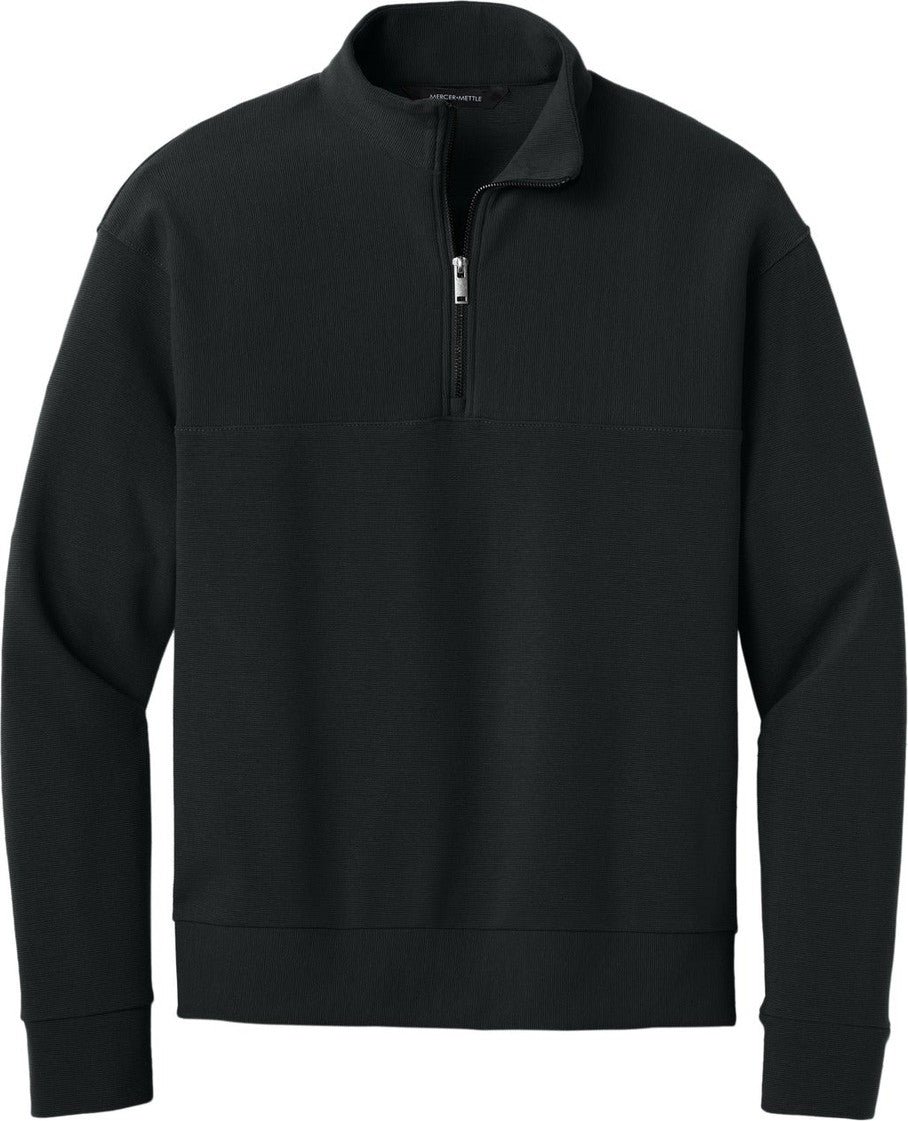 Front View of DeepBlack Mercer+Mettle Linear Texture 1/4-Zip MM3040