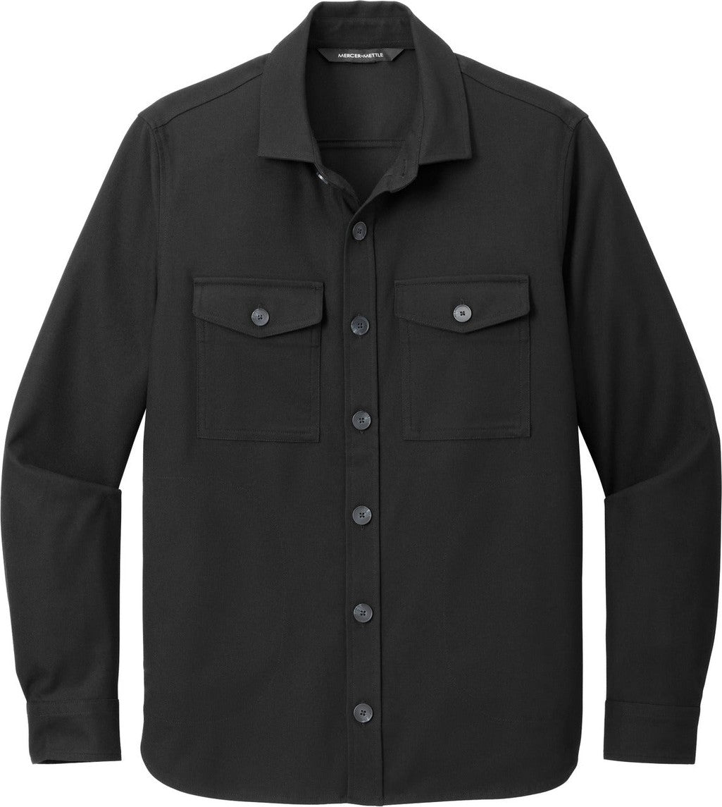 Front View of DeepBlack Mercer+Mettle Long Sleeve Twill Overshirt MM2020