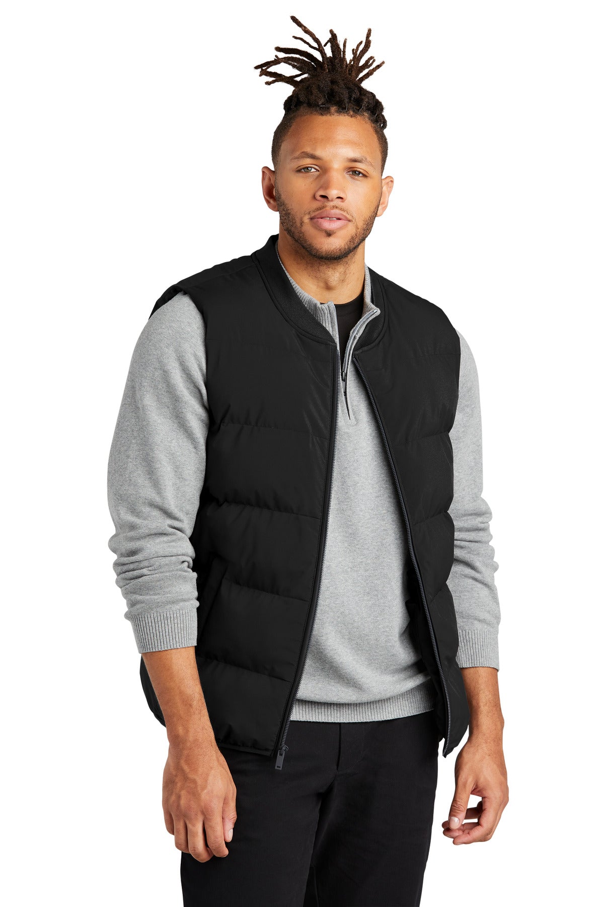 Front View of DeepBlack Mercer+Mettle Puffy Vest MM7214