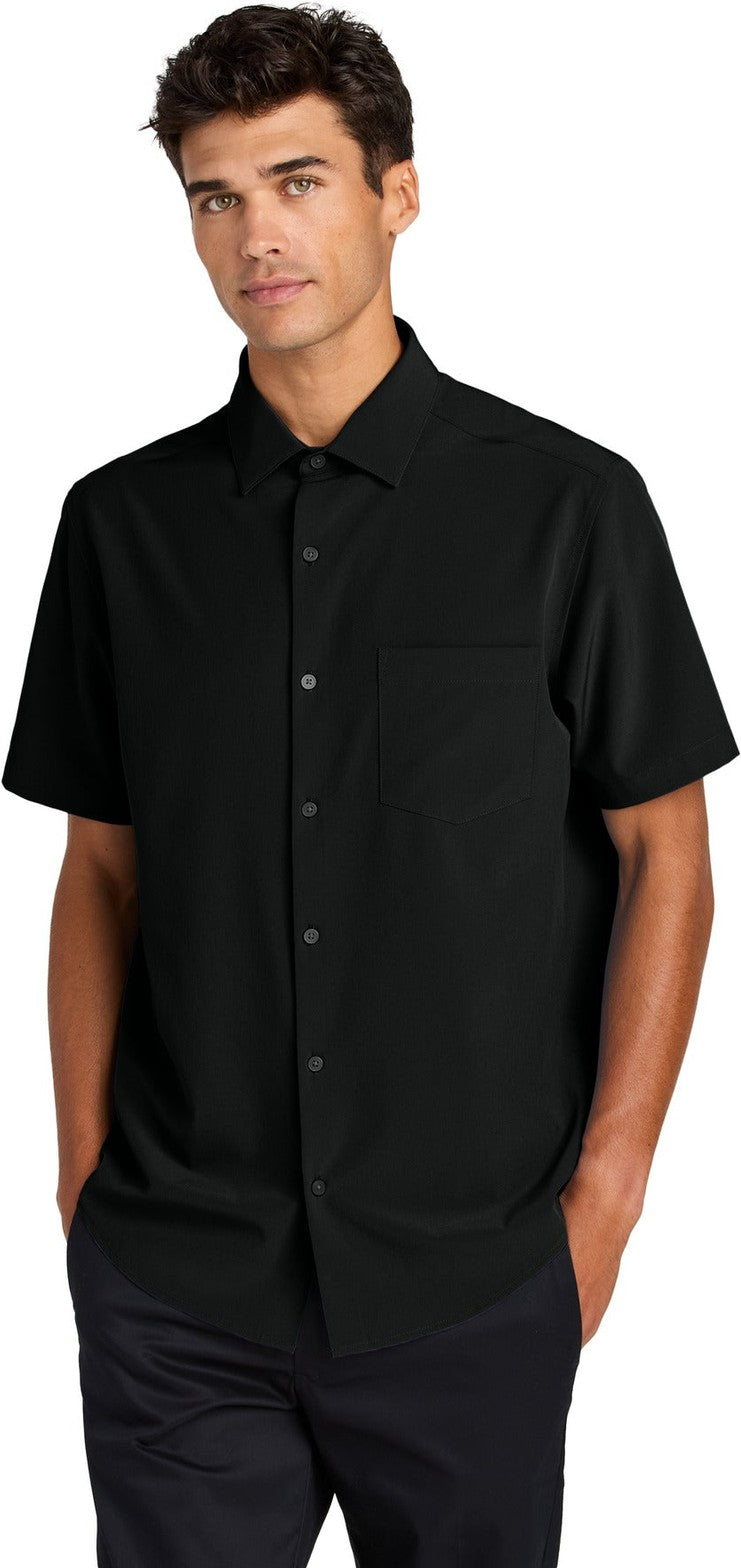 Front View of DeepBlack Mercer+Mettle Short Sleeve UV Capital Tech Shirt MM2006
