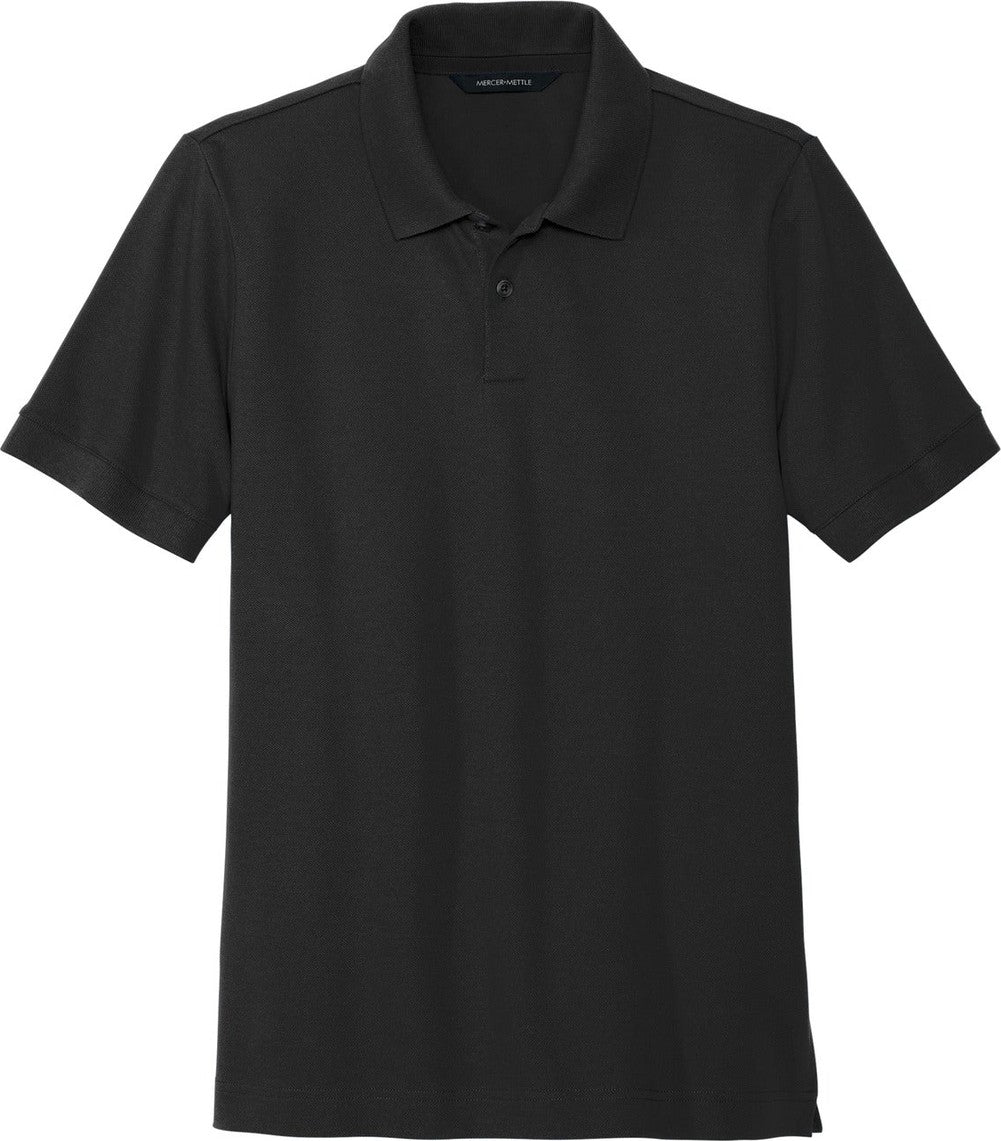 Front View of DeepBlack Mercer+Mettle Stretch Heavyweight Pique Polo MM1000
