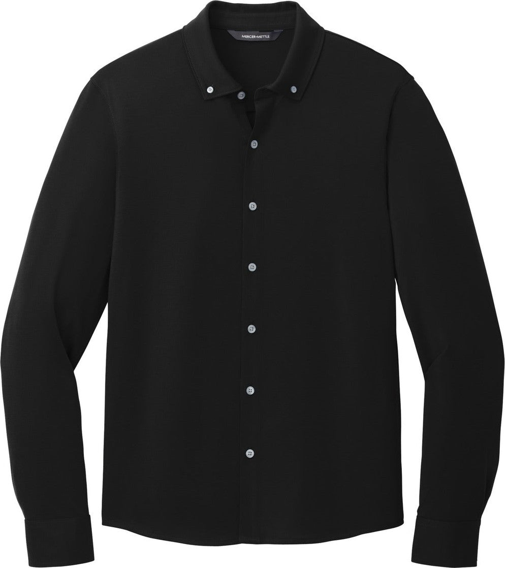Front View of DeepBlack Mercer+Mettle Stretch Jersey Long Sleeve Shirt MM1018