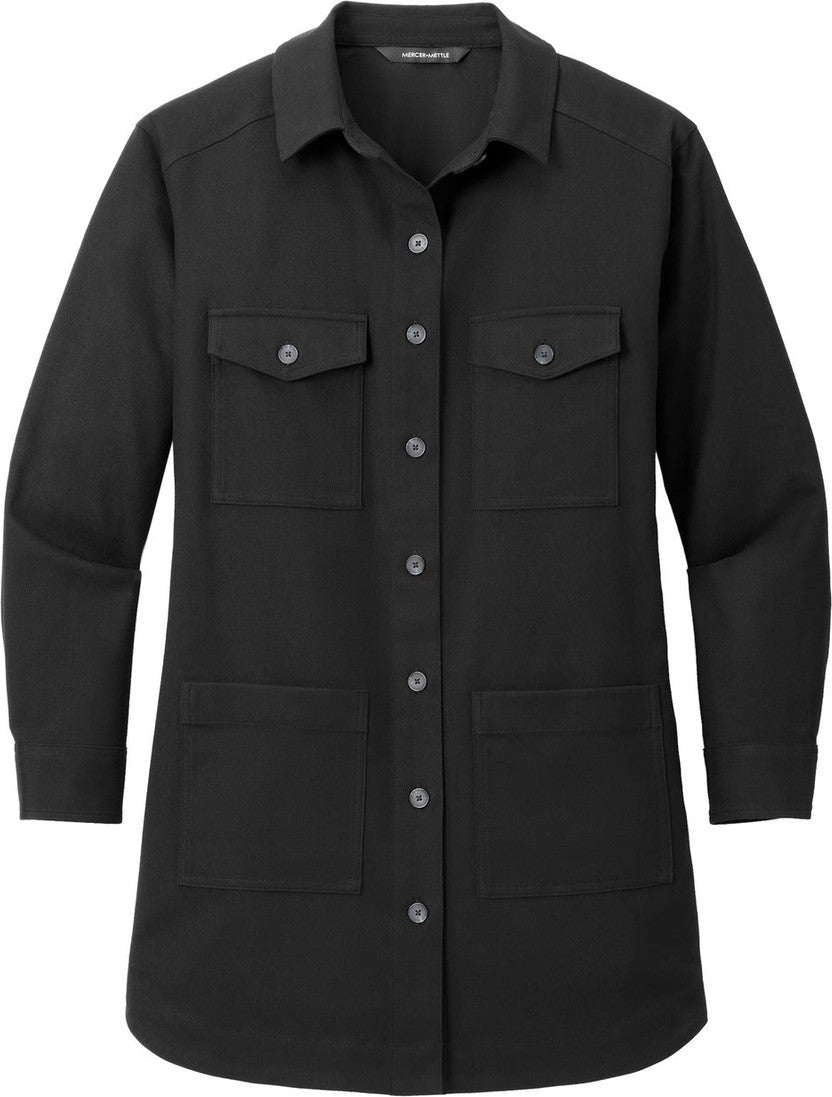 Front View of DeepBlack Mercer+Mettle Women's Long Sleeve Twill Overshirt MM2021