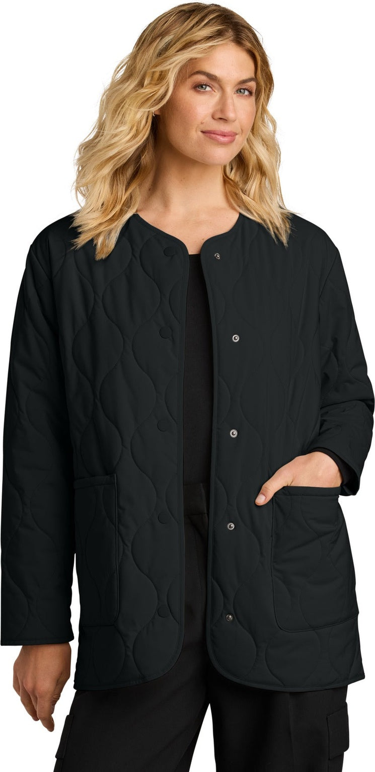 Front View of DeepBlack Mercer+Mettle Women's Quilted Liner Jacket MM7203
