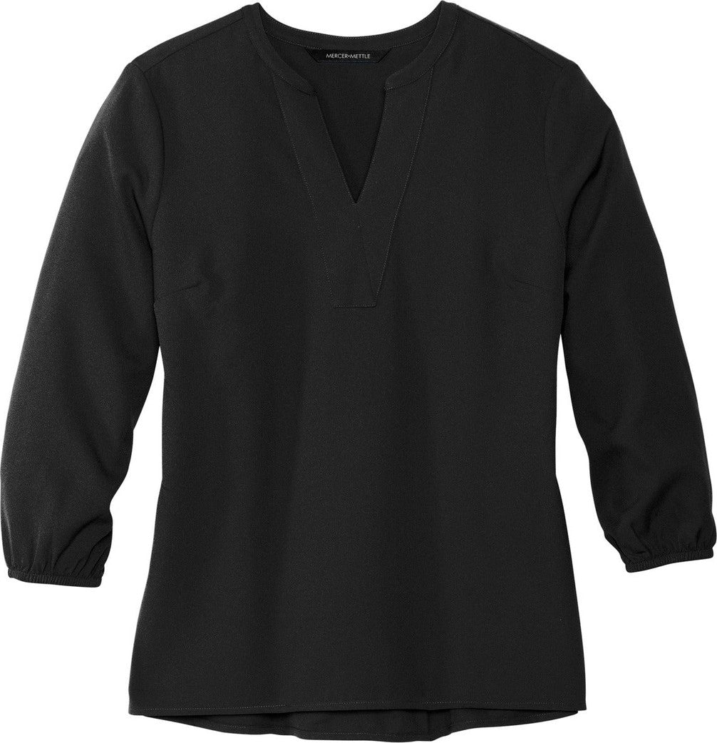 Front View of DeepBlack Mercer+Mettle Women's Stretch Crepe 3/4-Sleeve Blouse MM2011